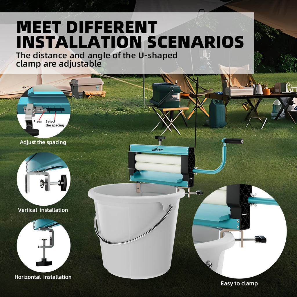 Clothes Wringer - Rotary Dryer with a Thick Drum Effectively Removes Water from Towels, Jeans, and Suede - Portable for Off-Grid, RV Camping, Emergency Preparedness