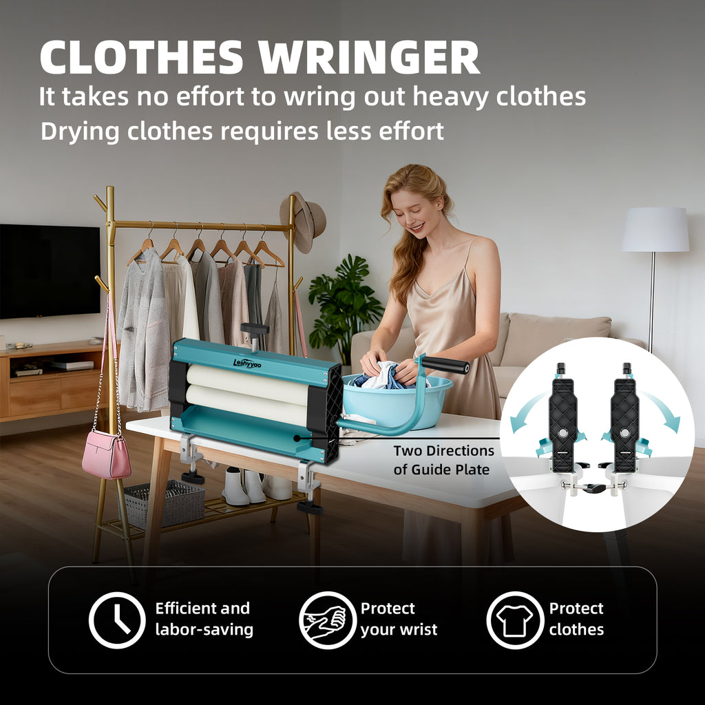 Clothes Wringer - Rotary Dryer with a Thick Drum Effectively Removes Water from Towels, Jeans, and Suede - Portable for Off-Grid, RV Camping, Emergency Preparedness
