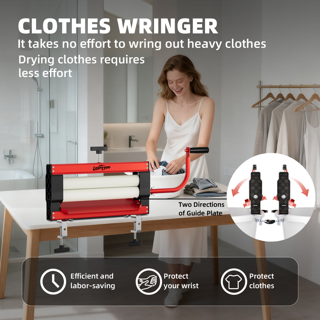 Clothes Wringer - Rotary Dryer with a Thick Drum Effectively Removes Water from Towels, Jeans, and Suede - Portable for Off-Grid, RV Camping, Emergency Preparedness
